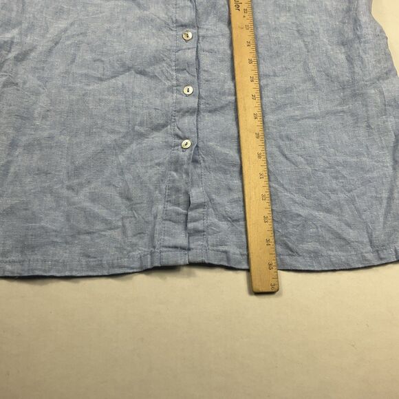 Tahari Linen Shirtdress Small Blue Button Front Casual Minimalist Resort Pockets - Picture 7 of 10